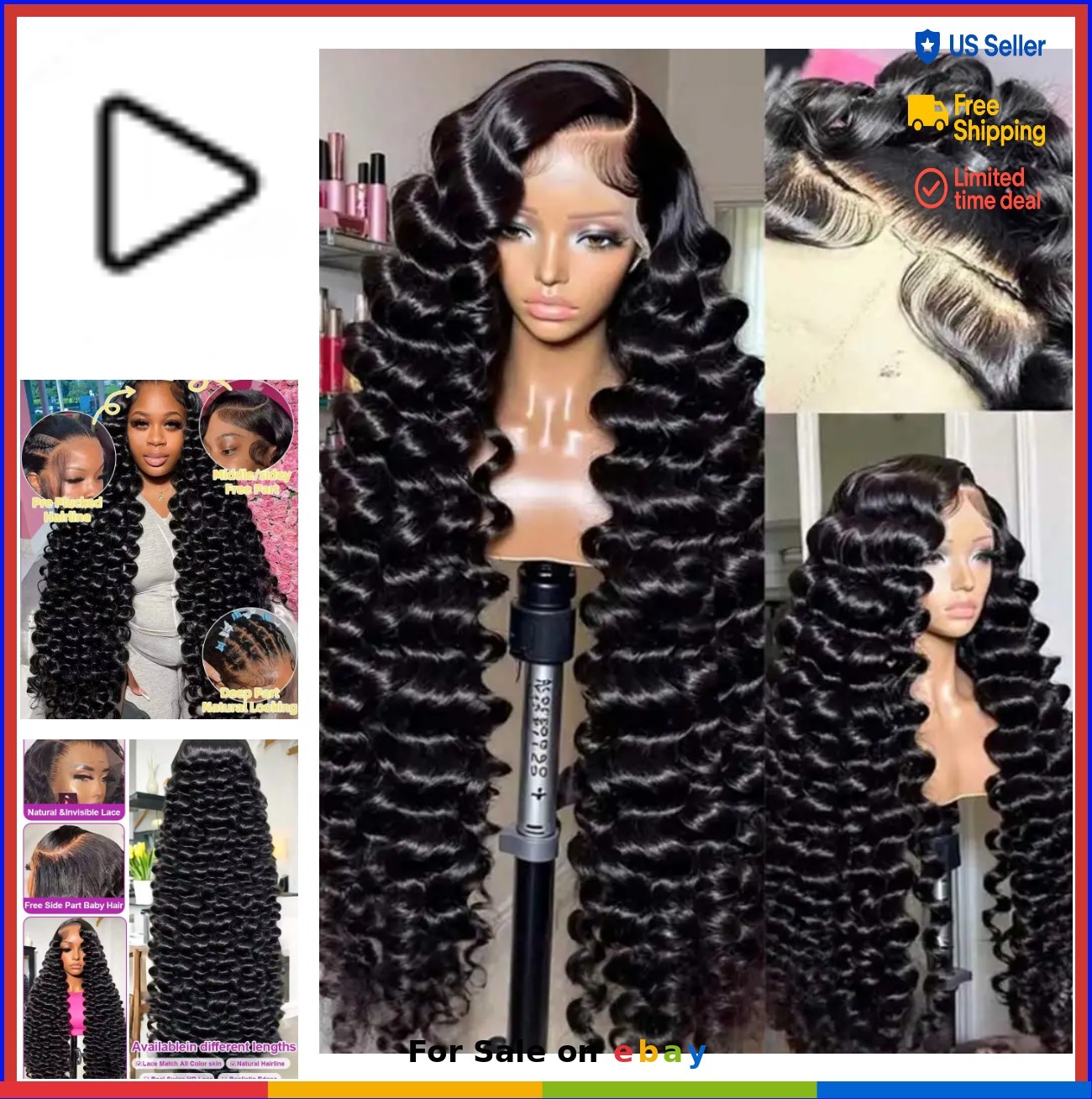 Loose Deep Wave Frontal Wig 13×4 HD Lace 250% Density Human Hair For Women