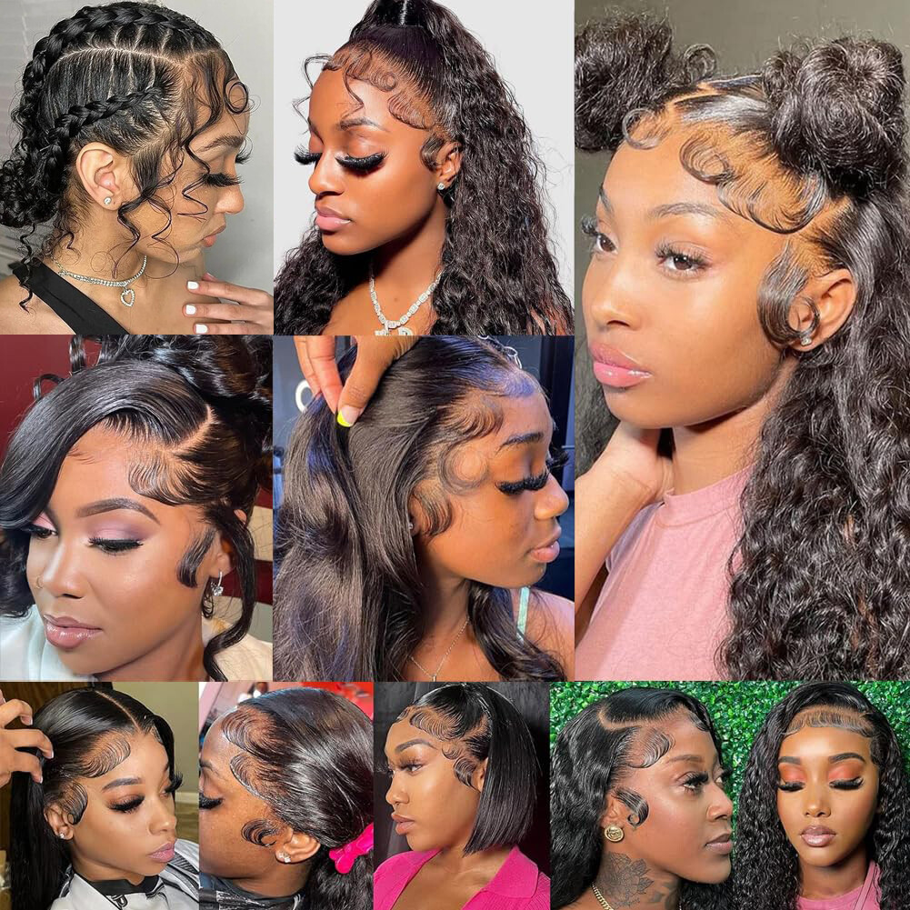 Edges Hair Swiss Lace Baby Hair Stripes Pieces 100% Human Hair Extensions #Black