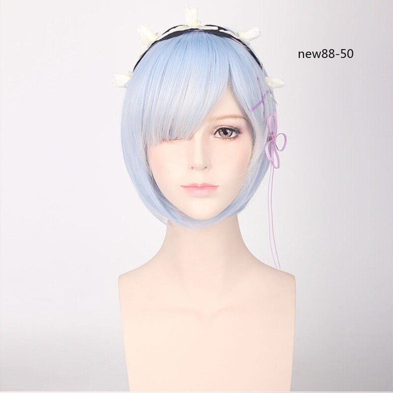 Anime Re:Life in a different world from zero Rem Cosplay Wig Peri Wign Hairpiece