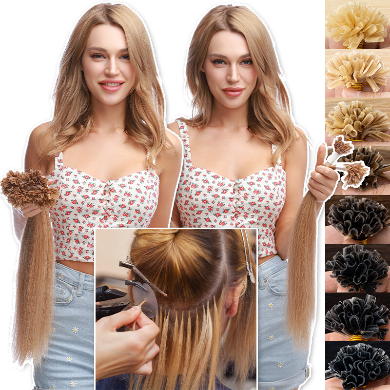 Keratin Bondings Nail U Tip 100% Human Remy Hair Extensions Thick Balayage Ombre