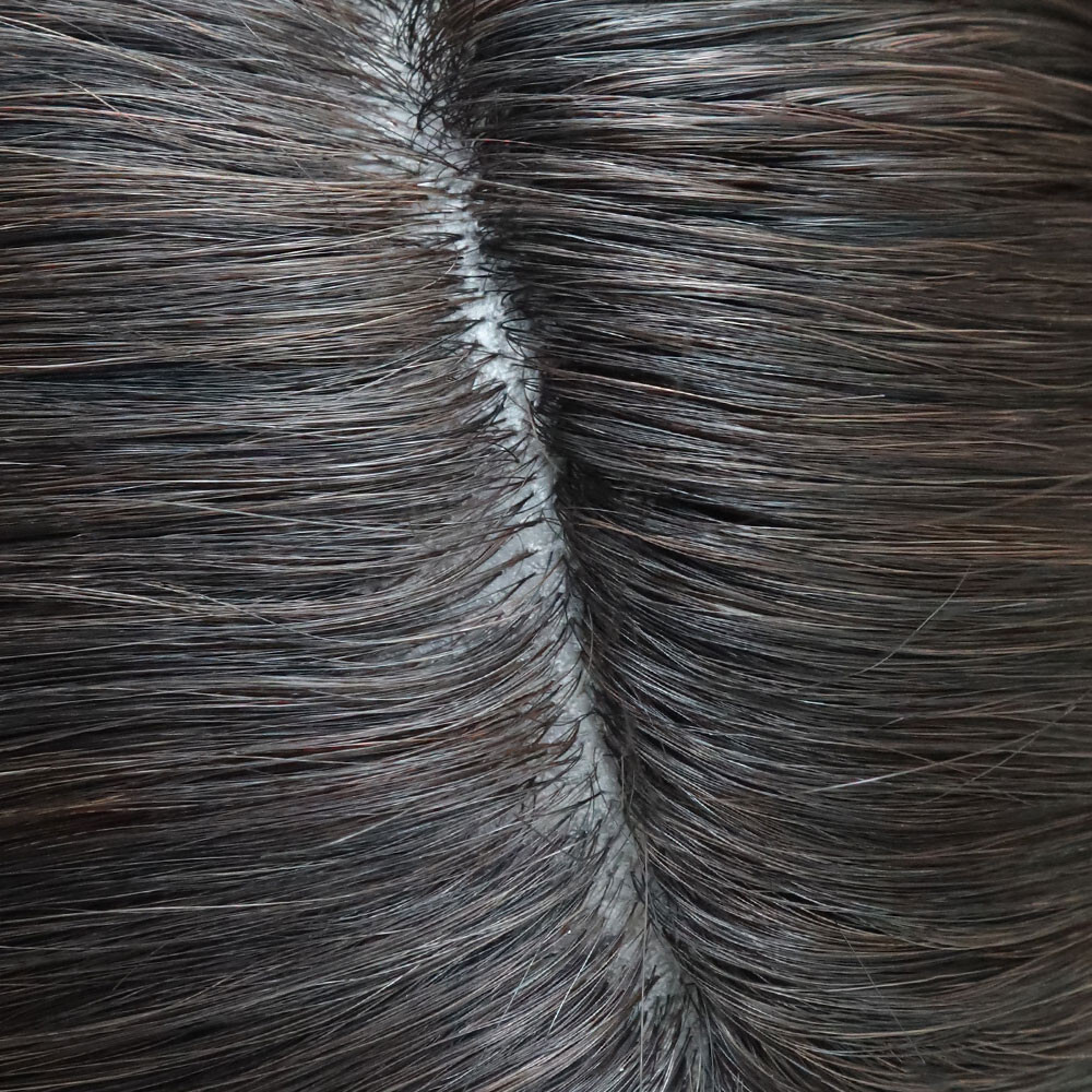 Mens Human Hair Toupee System Injection Skin 0.12mm Off Black Hair Piece 7×9 #1B