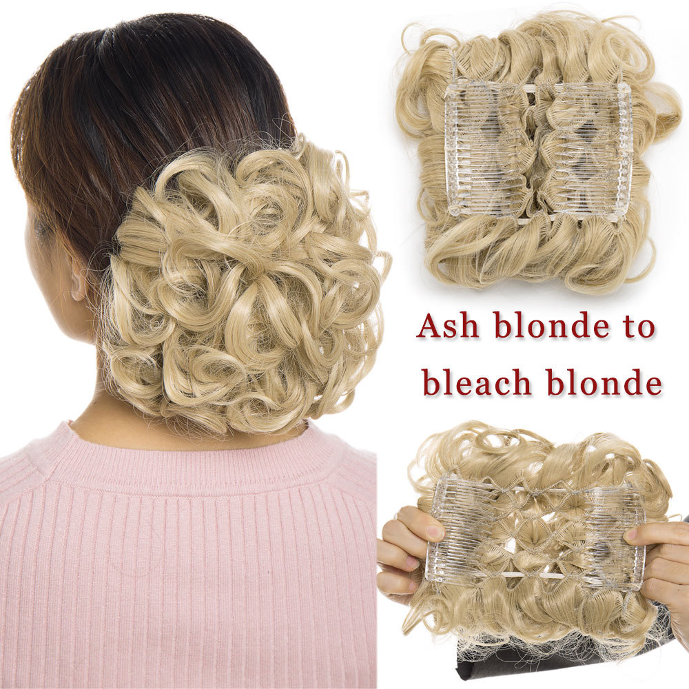Lady Comb Clip In Curly Hair Piece Chignon Hair Extension Hair Bun Updo REAL HYT