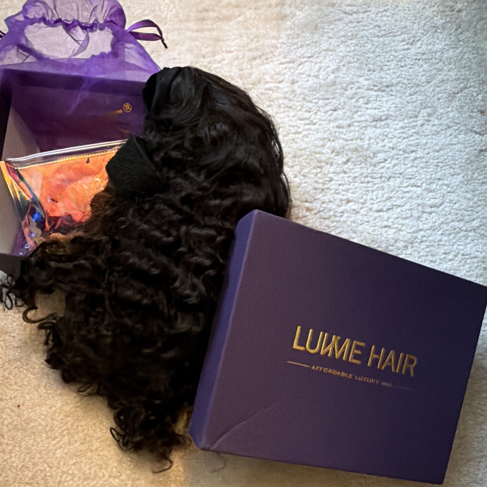 Luvme Hair Curly Black Human Hair Wig Clip-In Classic Cap 21-30 in
