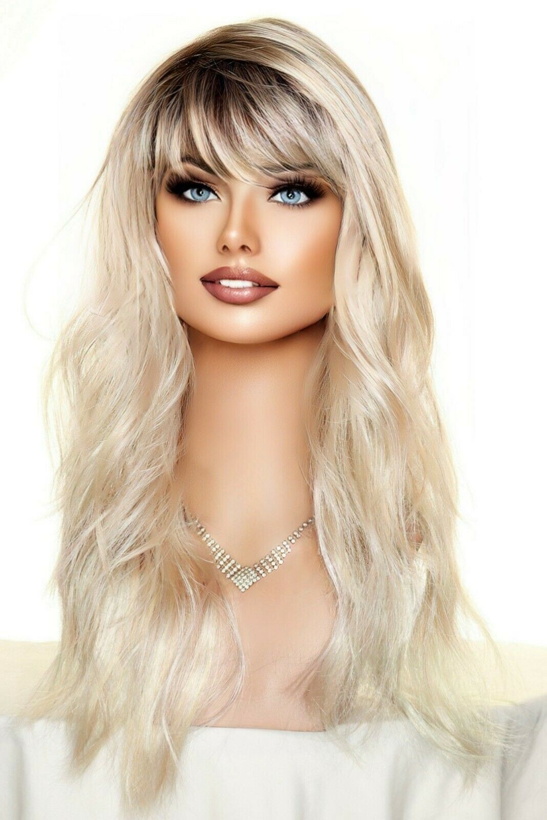 Wren Rene of Paris Wig Wavy Long Rooted Blond PASTEL RAINBOW R