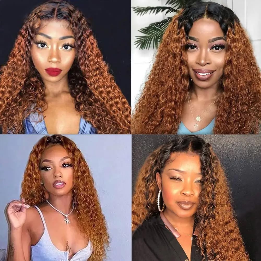 26 28 30 inch 1B30 Obmre Kinky Curly Bundles Brown Curly Wave Huamn Hair Bund…