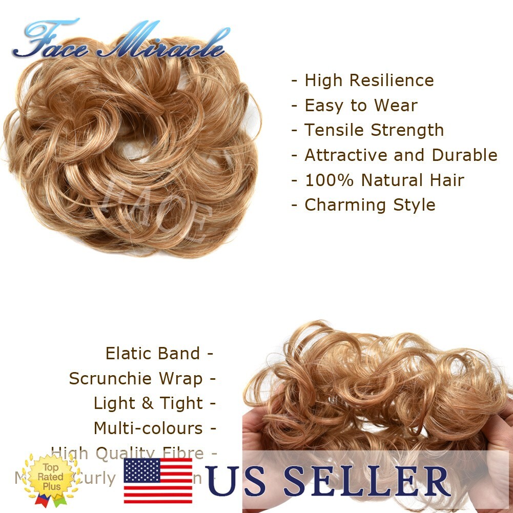 Curly Messy Hair Bun Women Hairpiece Scrunchie Updo Hair Extension As Human Hair