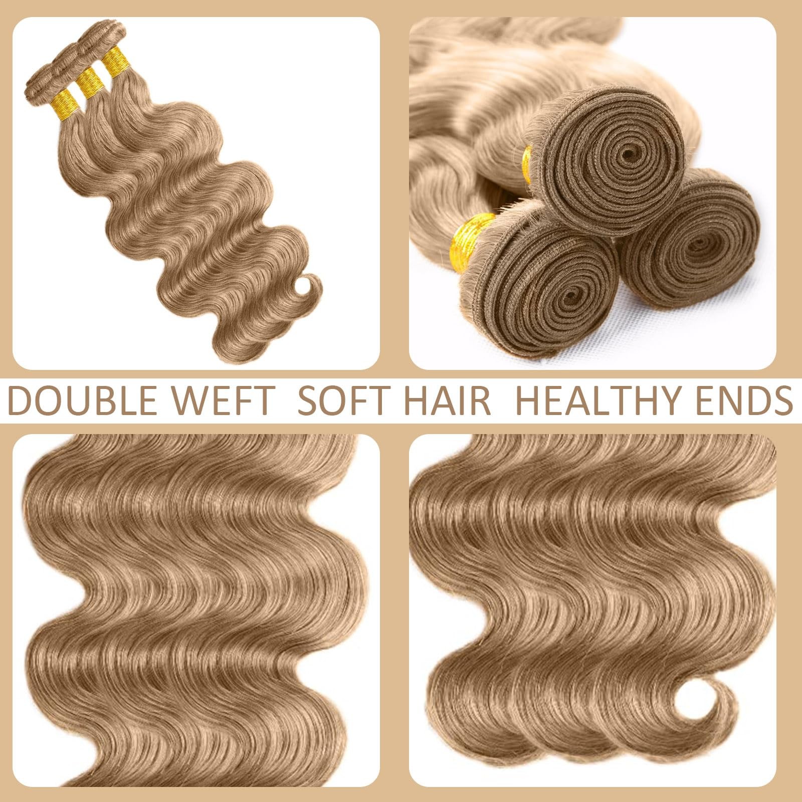 Habiliana 08 10 12 Inch Color 22 Bundle Honey Blonde Body Wave Human Hair