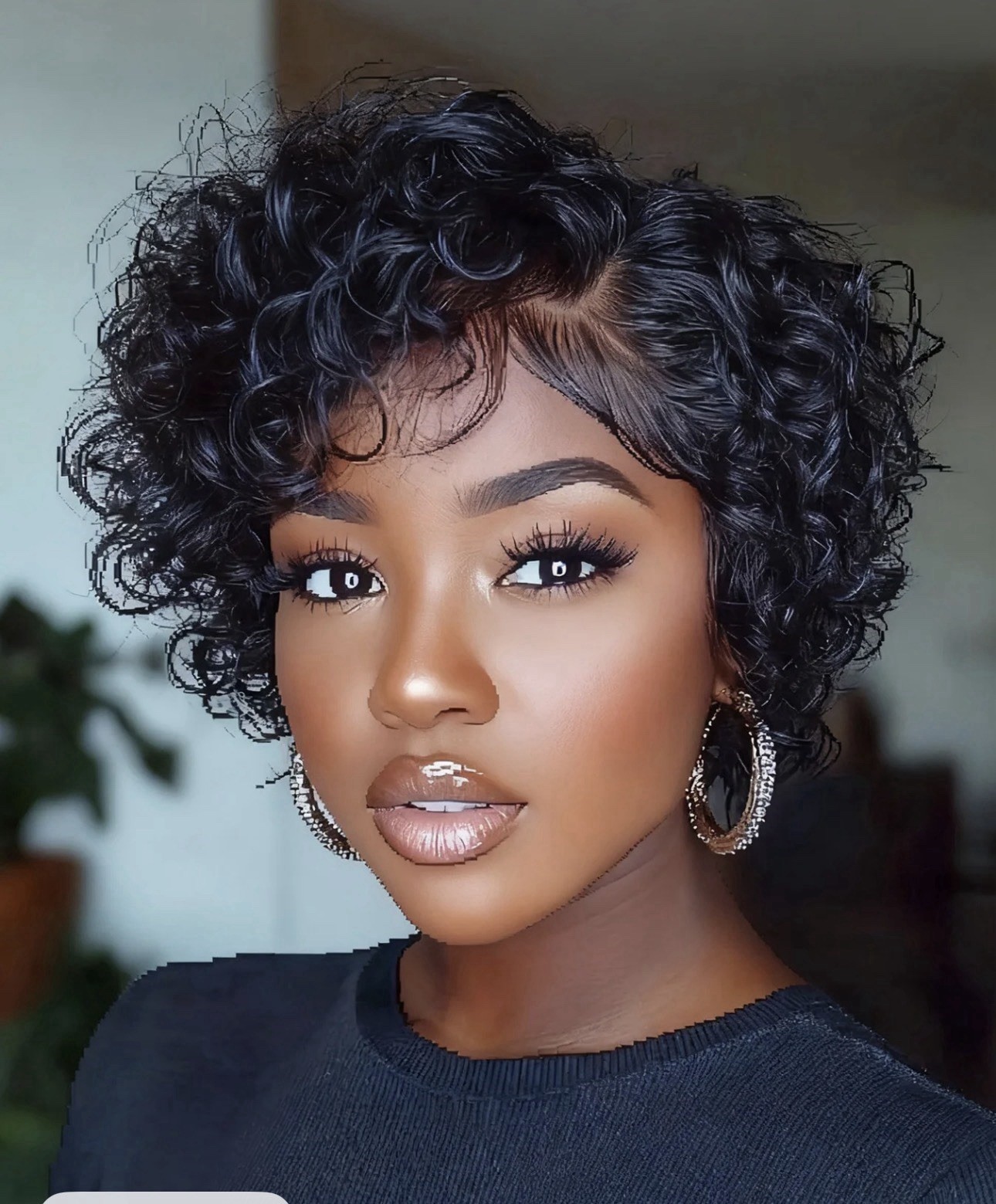 Short Curly Human Hair Wig Pixie Cut Lace Front Wigs 13×1 Pixie Wig Human Hair