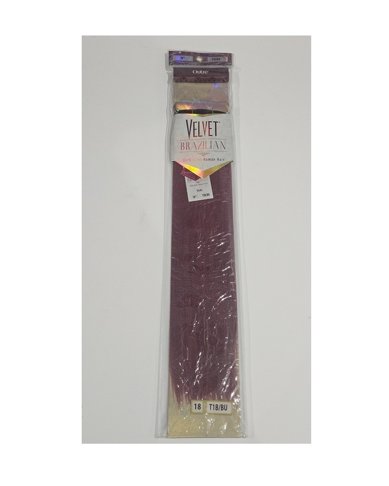 Outre Velvet Brazilian 100% Real Human Hair Yaki 18 18″ Color T1B/BU