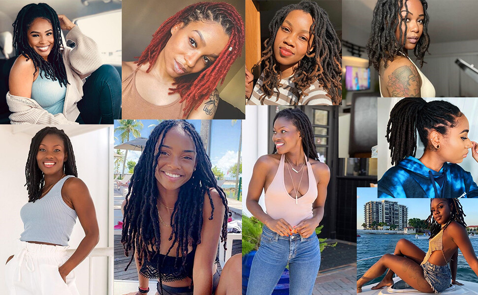 100%Real Human Hair Dreadlocks Extensions Handmade 0.8cm Locs Crochet Braid Hair