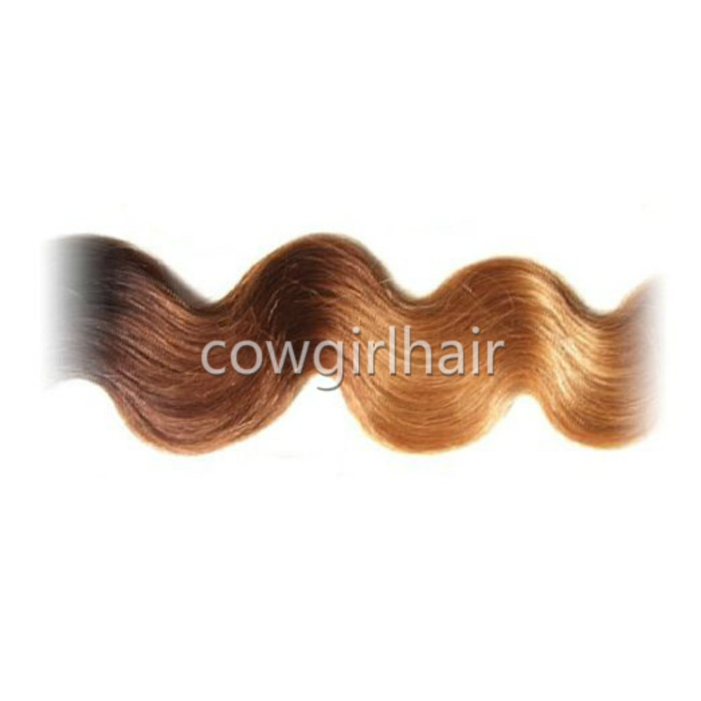 Brazilian Virgin Body Wave Wavy Sew In Bundle Ombre 1B/4/27 Black/Brown/Blonde