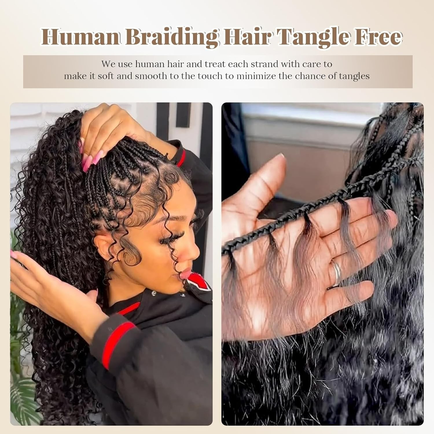 Boho Hair for Braiding 30″ Human Hair Deep Curly 2 Bundles 100g #1BNatural Black