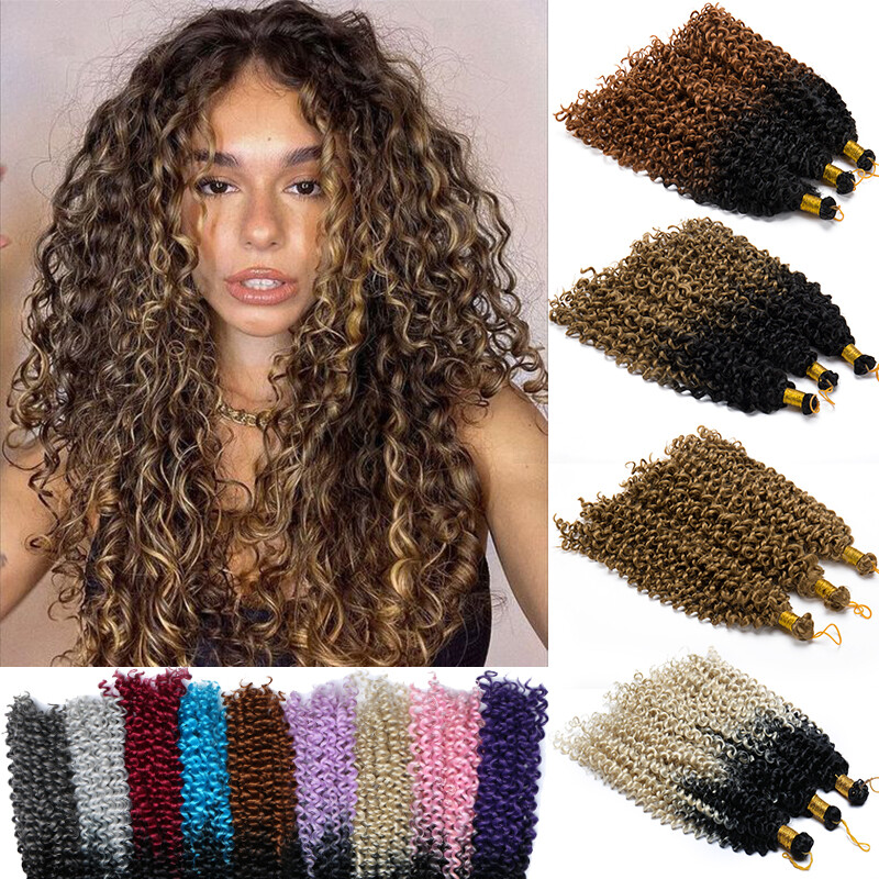 Afro Water Wave Braids Crochet Deep Curly Twist Hair Extensions Ombre Black Hair