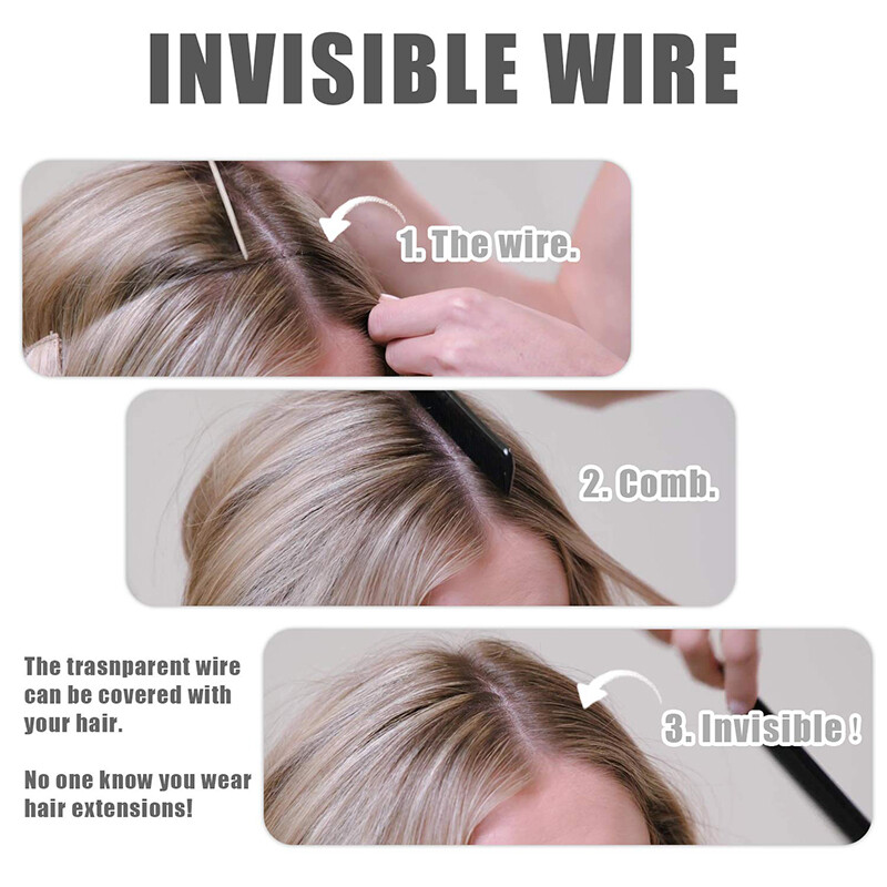 Wire In Hair Extension Long Invisible One Piece Real Natural Hidden Wear in Hair