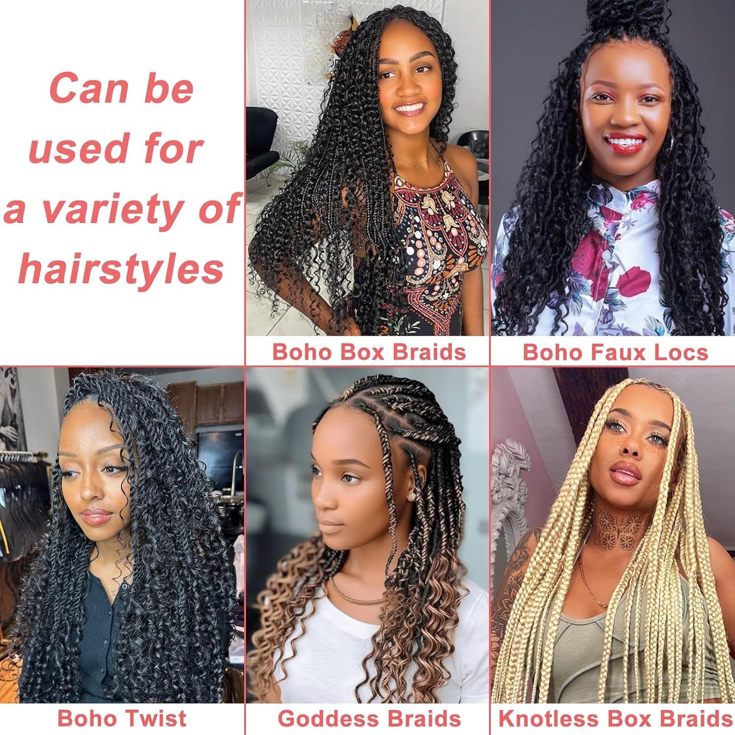 Braiding Hair for Boho Braids 18 Inch 2 Bundles Natural Black Water Wave Bulk US