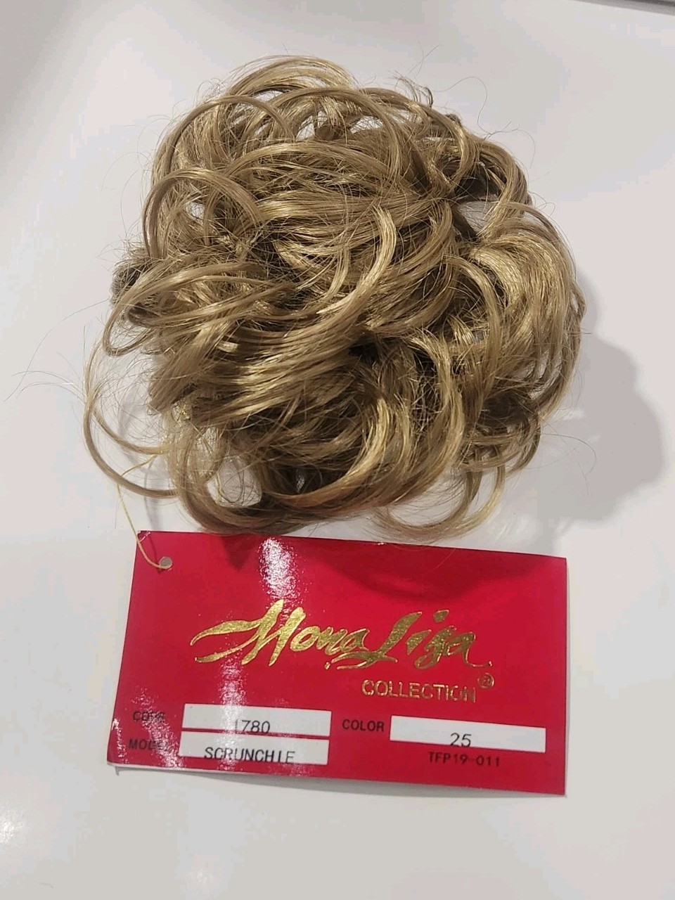 Curly Scrunchie Ponytail Synthetic 3″ 25 Dark Golden Blond Messy Bun