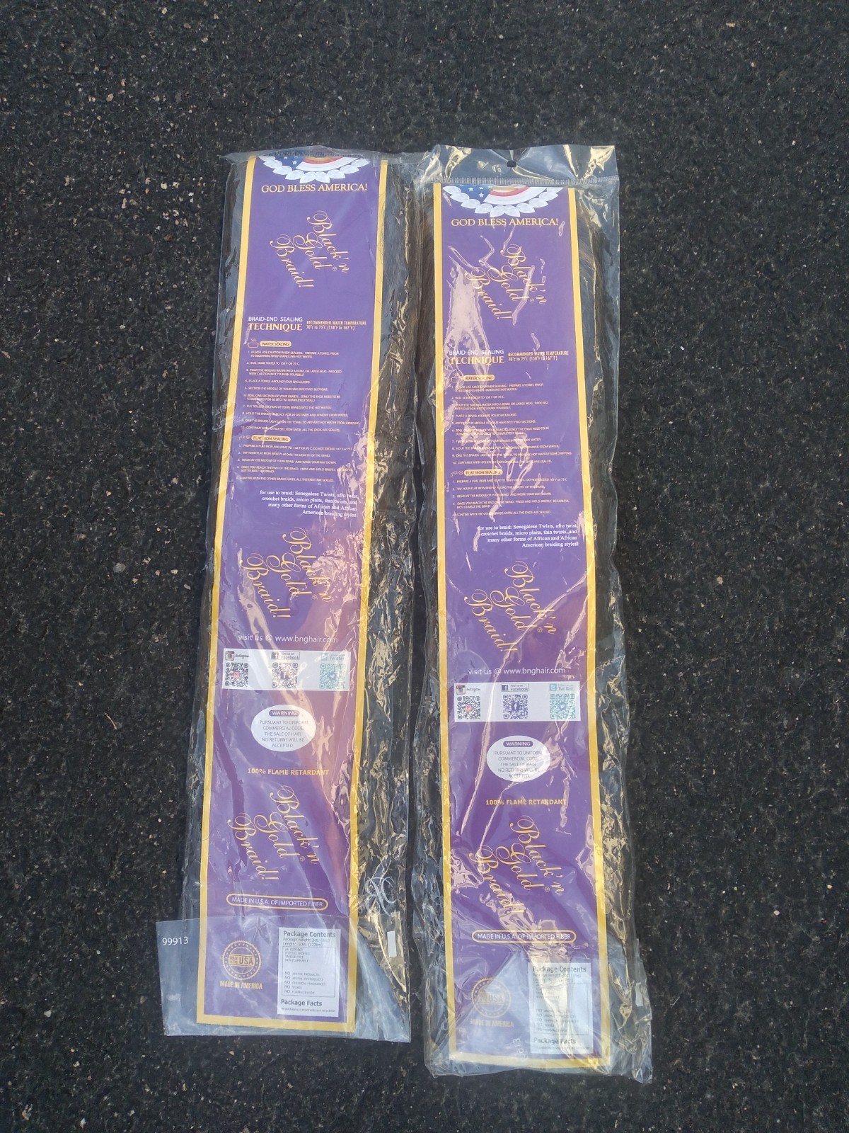 Black n Gold Braid 100% Kanekalon Hair 50 Inches NEW