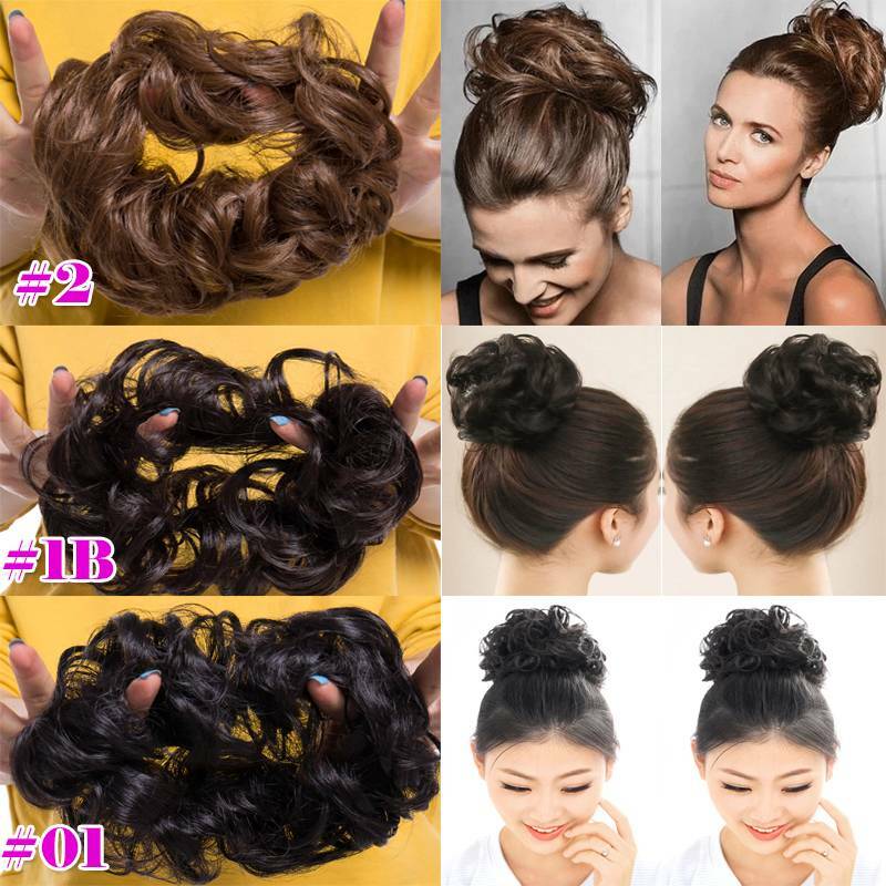 100 Russian Human Hair Messy Bun Chignon Scrunchie Hairpiece Extension Any Color