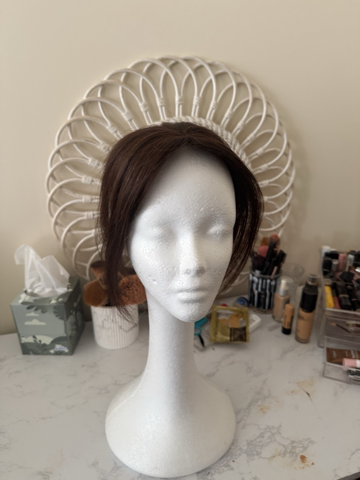 Straight textured Light Warm Brown Bangs Topper never worn.