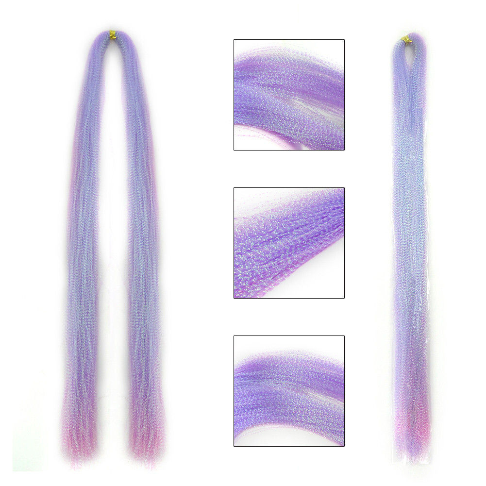US 600 Strands Holographic Sparkle Woman Hair Glitter Tinsel Extensions Dazzles