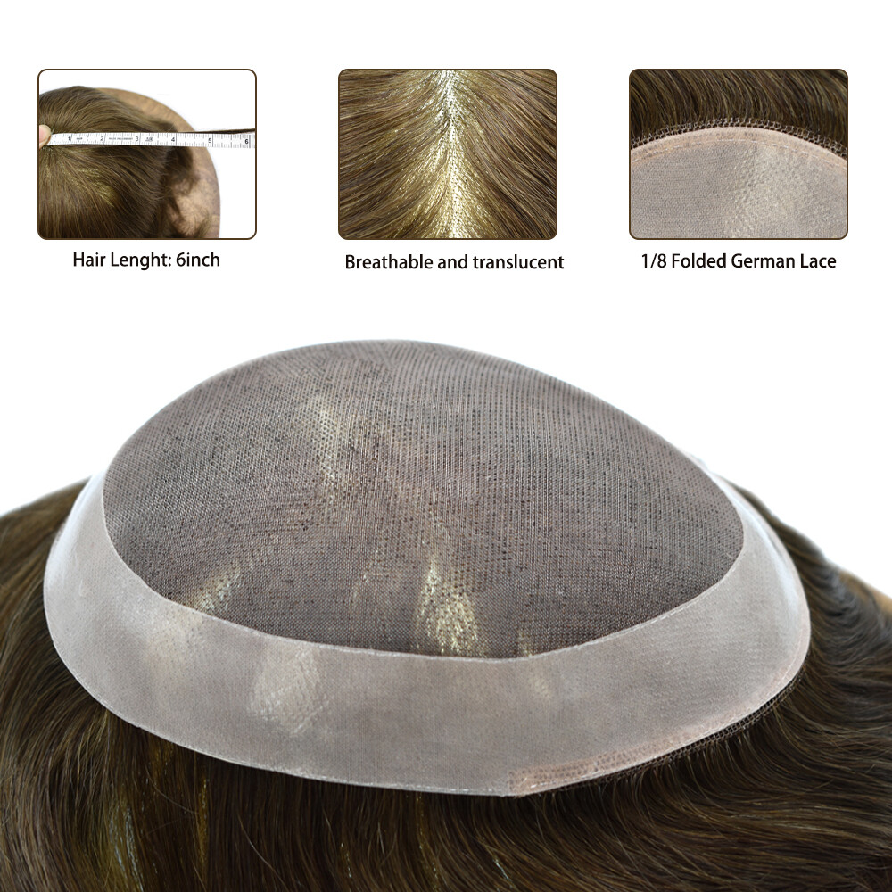 Mens Hair Replacemement System Mens Toupee Human Hairpiece Wig Hair System Men