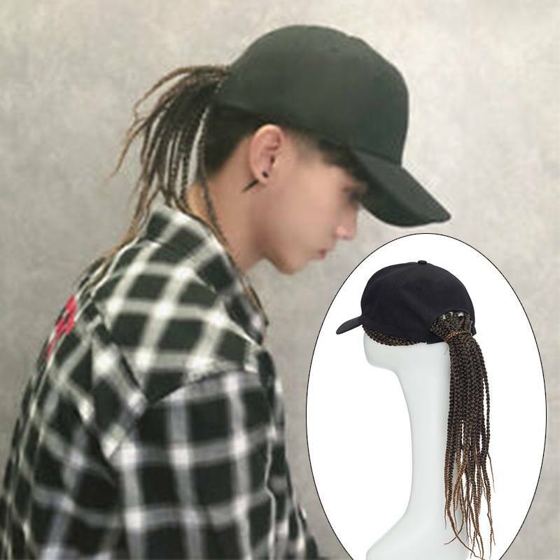US Women Baseball Cap with Synthetic Wig Long Wavy Full Wigs Hat for Natural Use