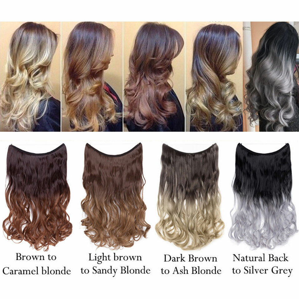 US Long Wire In Hair Extension One Piece Invisible Real Natural Fake Hairpieces