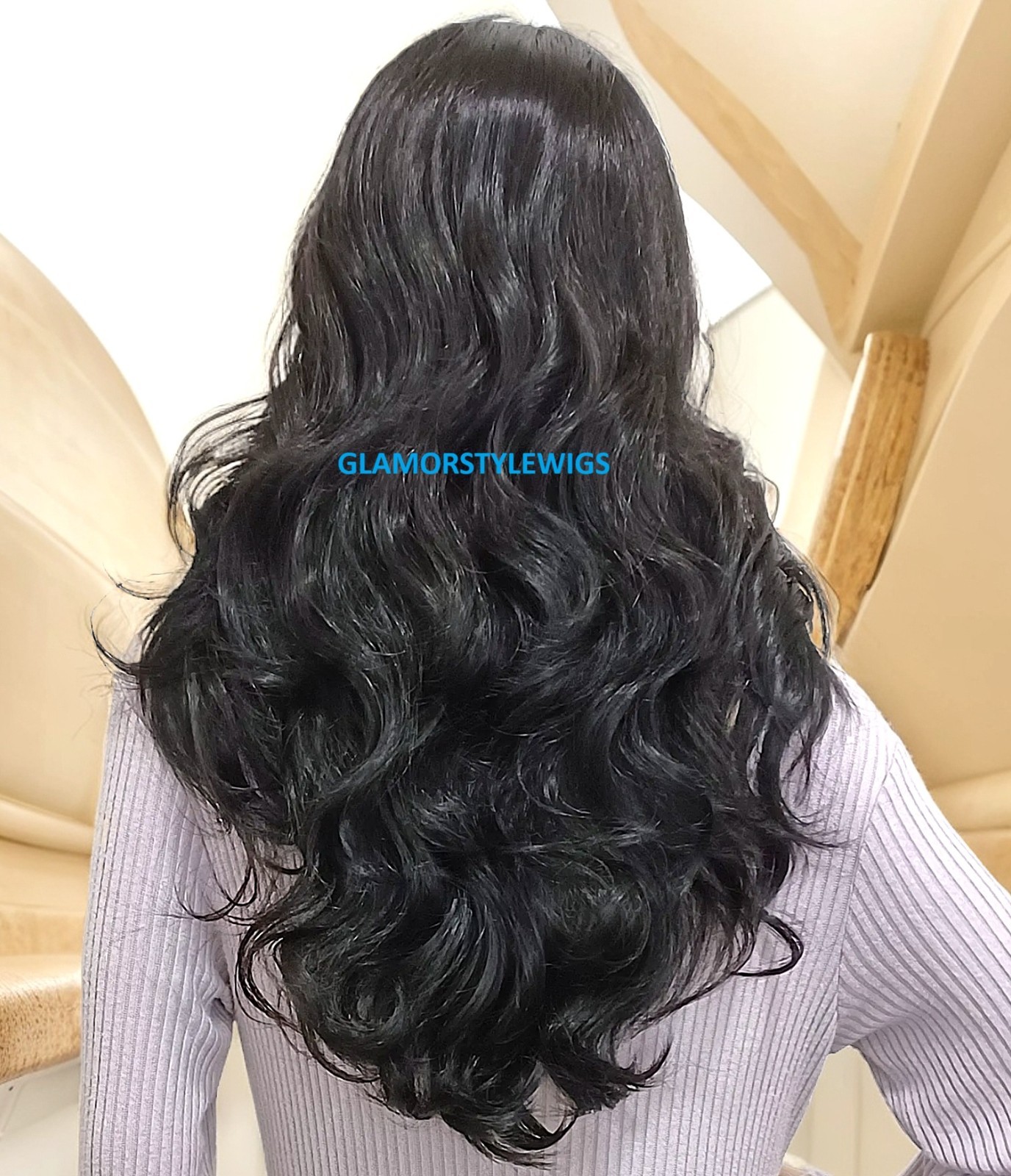 30″ FREE PART LACE FRONT FULL WIG LONG WAVY LAYERED OFF BLACK #1B HEAT OK NWT