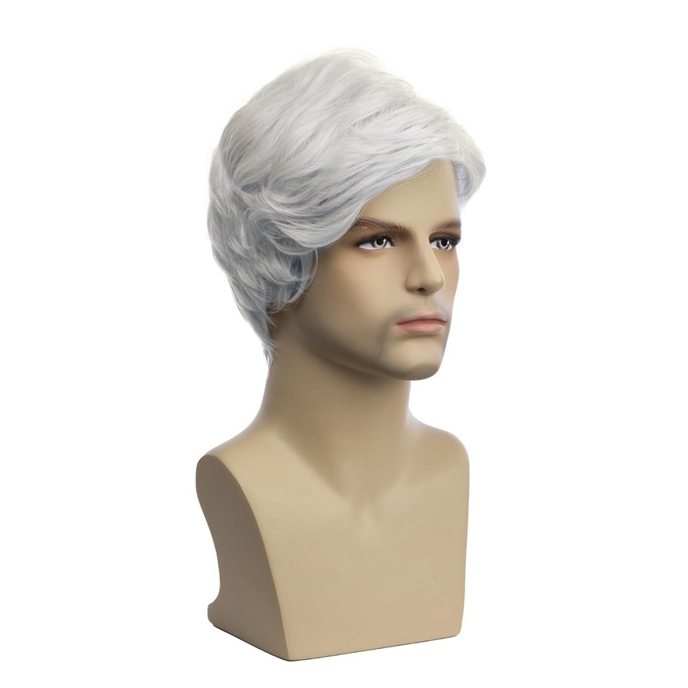 6in Men’s Short Brown Black Straight Wig Full Heat Resistant Synthetic Party