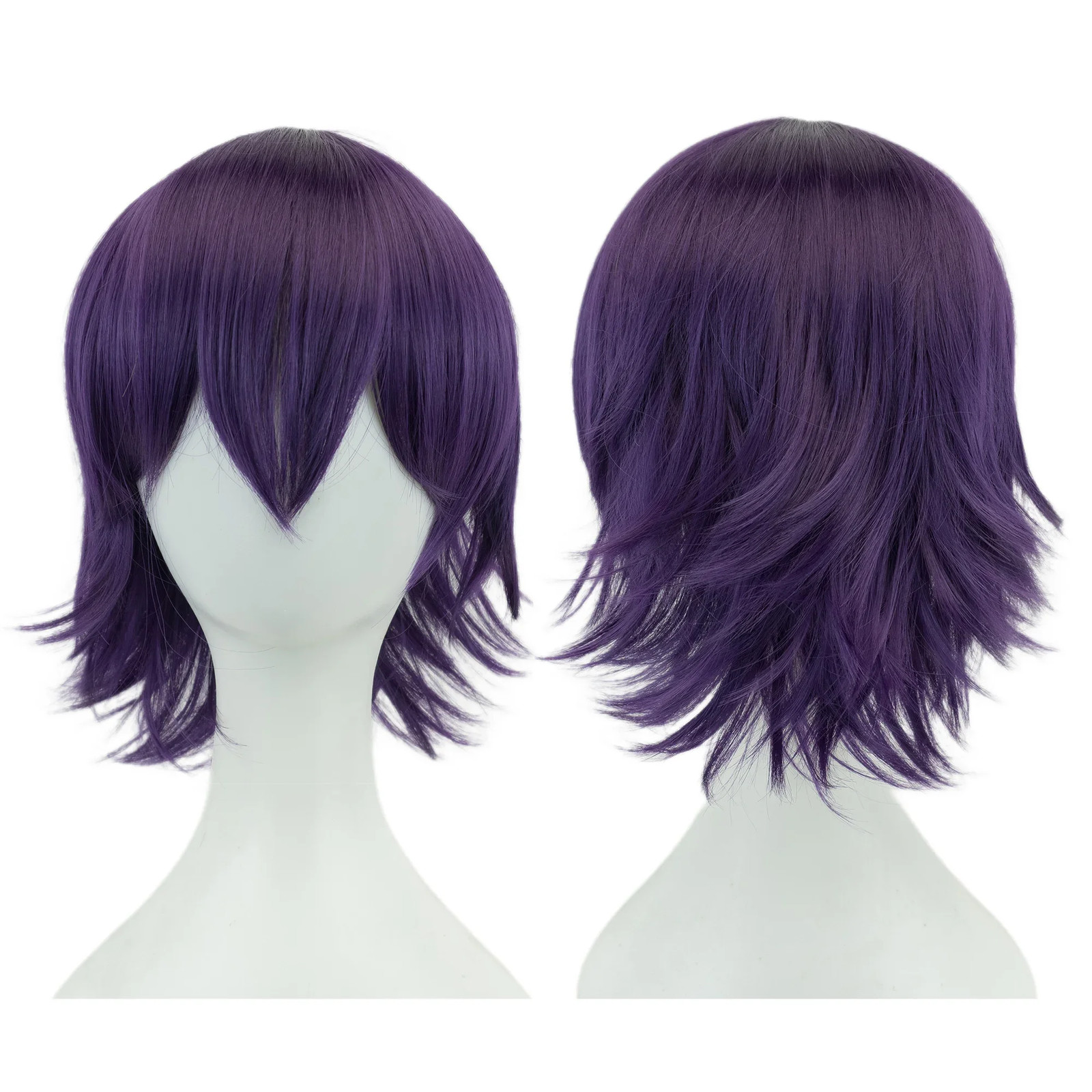 Unisex 12″ Short Bob Cosplay Wig with Bangs Synthetic Halloween Party Wig