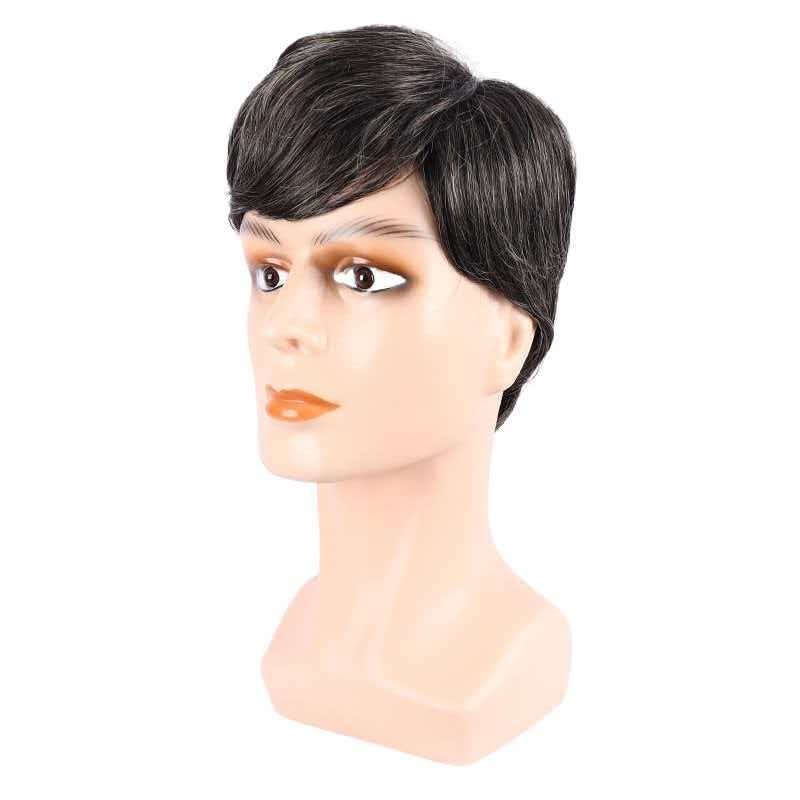 Men’s 6in Short Brown Wig Full Heat Resistant Synthetic Cosplay Halloween Party