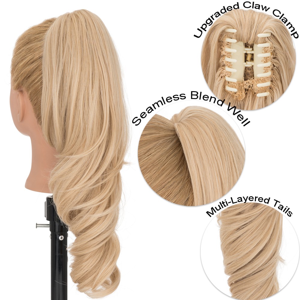 18″ Claw Clip Ponytail Extension Clip On Pony Tails Hair Extensions for Women US