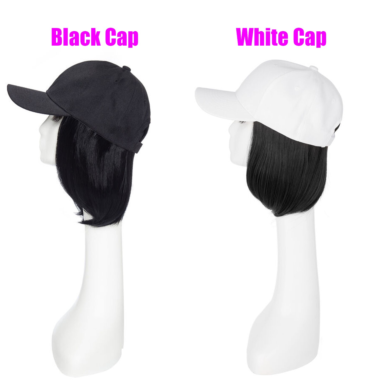 6″ Baseball Cap With Hair Extensions Bob Short Straight Synthetic Hair For Women