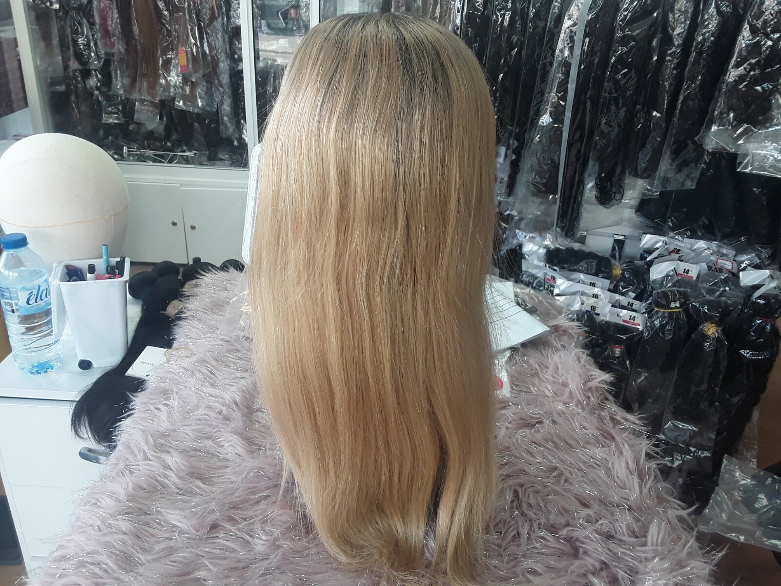 12A 20INCHES BRAZILIAN GLUELESS SILK BASE TOP FULL LACE WIG STRAIGHT 3#/27# 180%