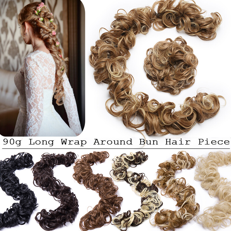 Natural Messy Bun Curly Hair Piece Wrap Hair Extension Long Scrunchie Updo Thick
