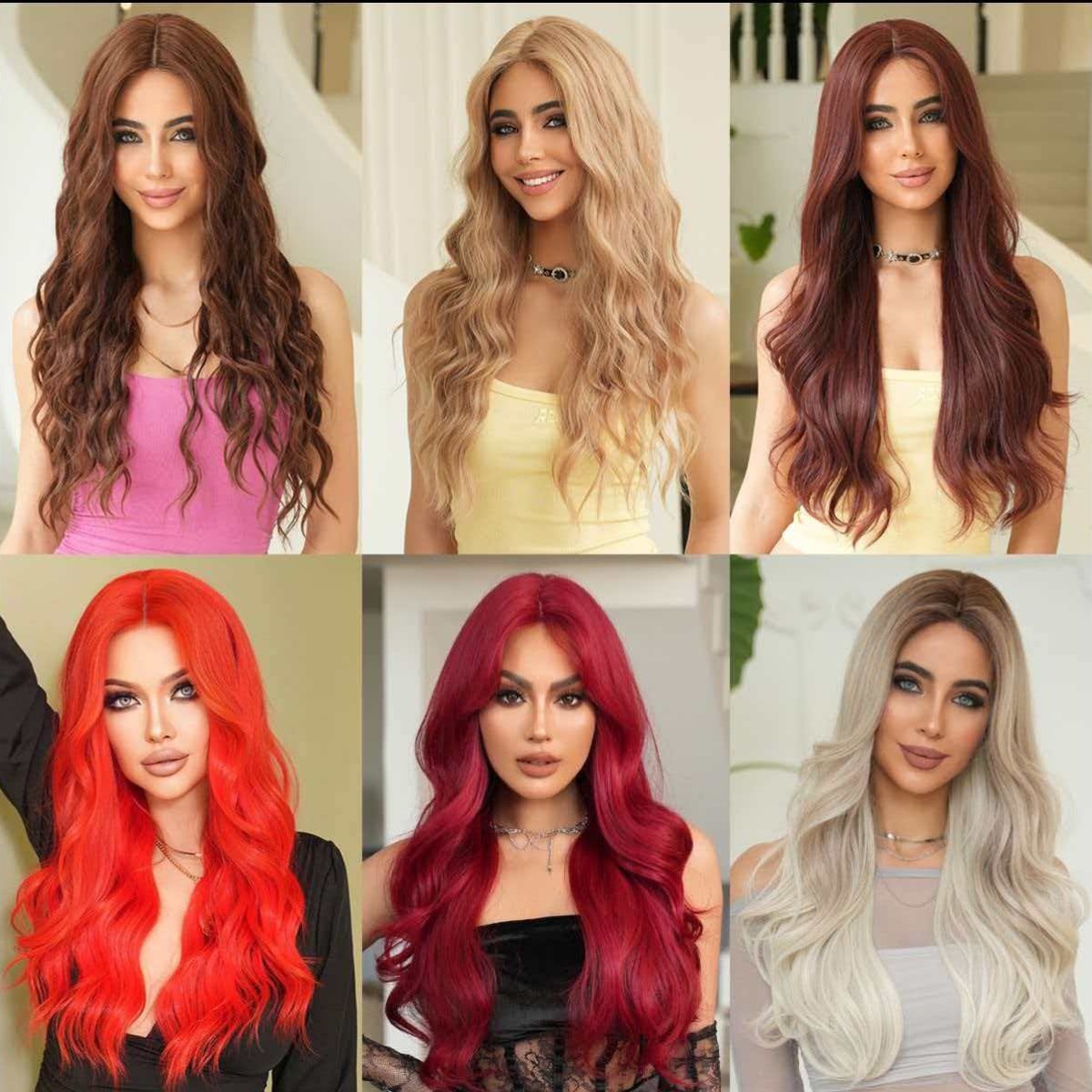29in Burgundy Red Long Wavy Wig Heat Resistant Synthetic Full Cosplay Halloween