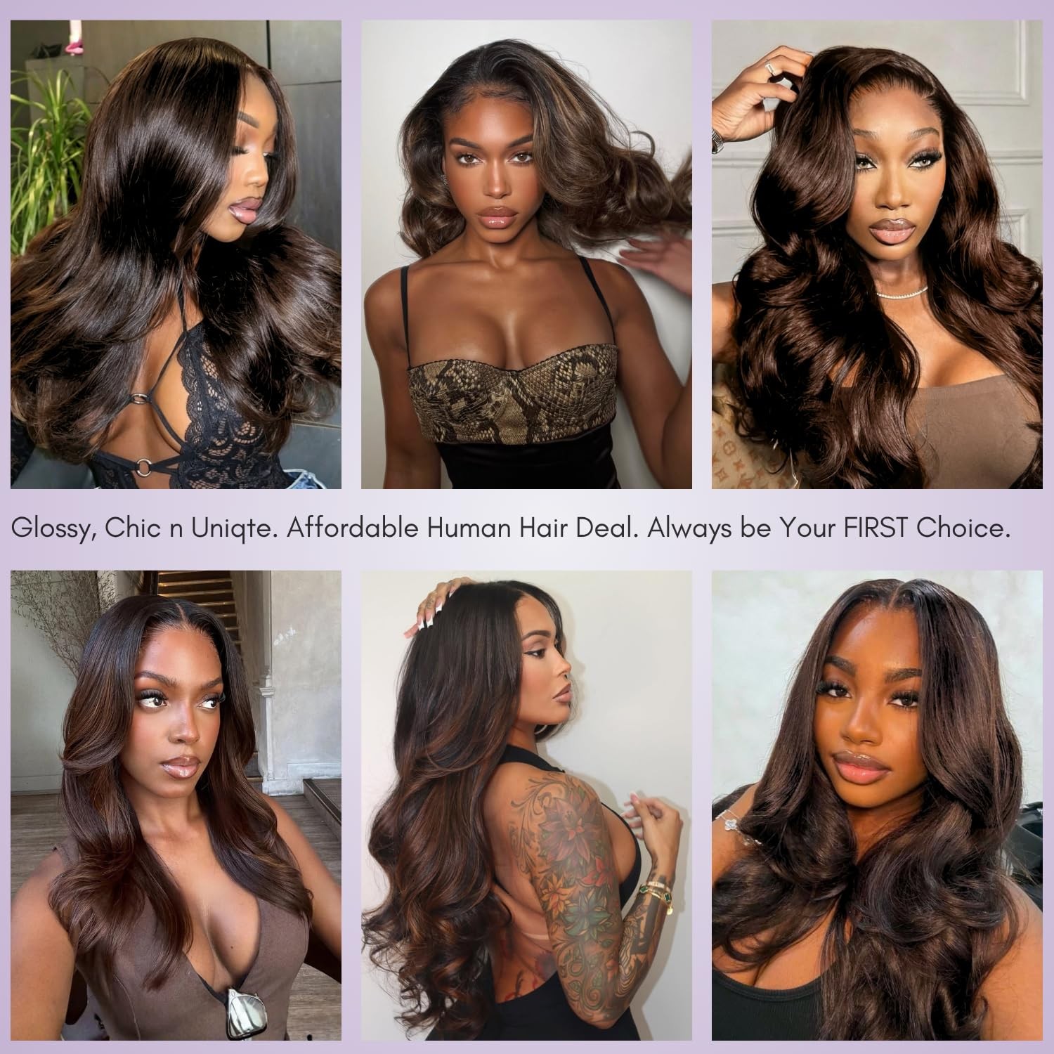 Auroo F2/4 Brown Highlight Body Wave Bundles Human Hair 10 12 14 Inch Soft 100