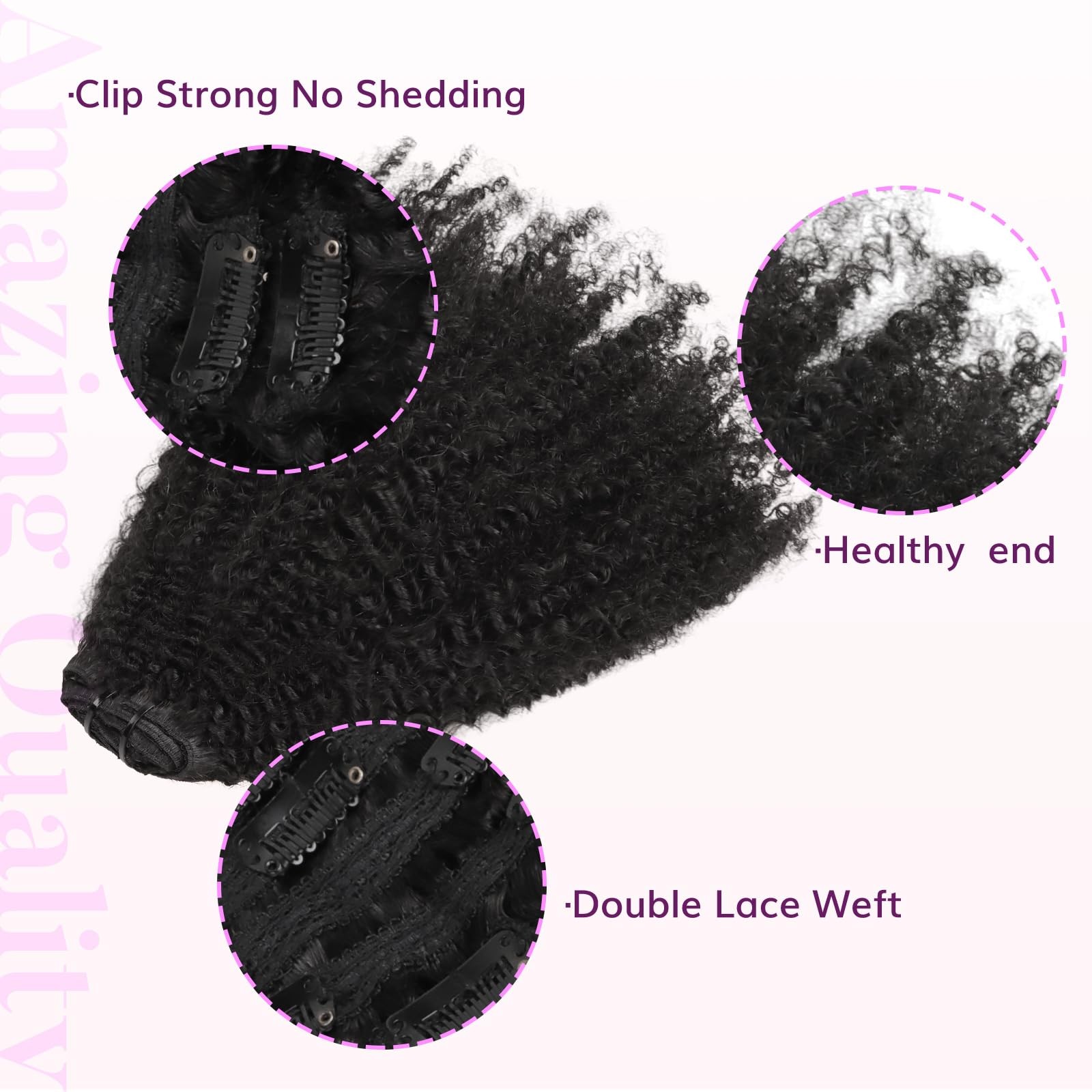 Idn Beauty Clip In Hair Extensions Real Human Hair Afro Kinky Curly 120G