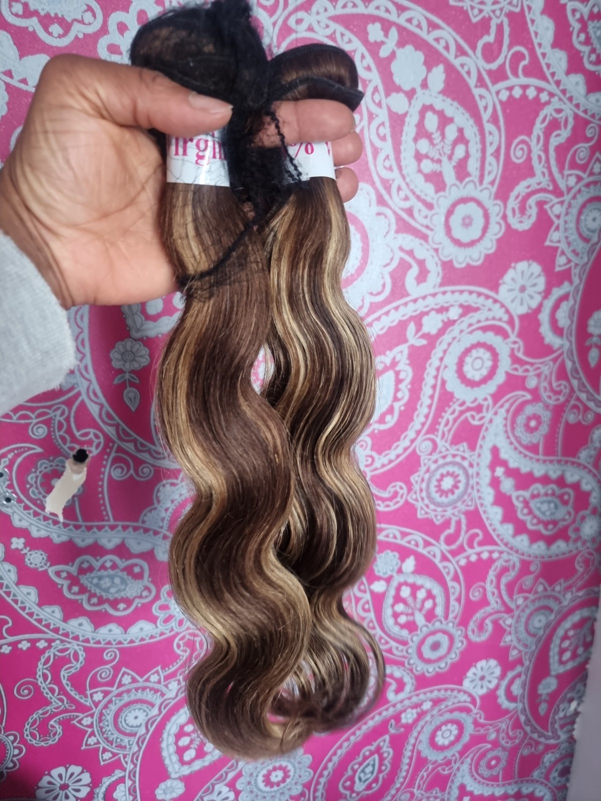 12AA P4/27# PIANO BALAYAGE RAW BRAZILIAN VIRGIN HUMAN HAIR BODY WAVES 200g 18+18