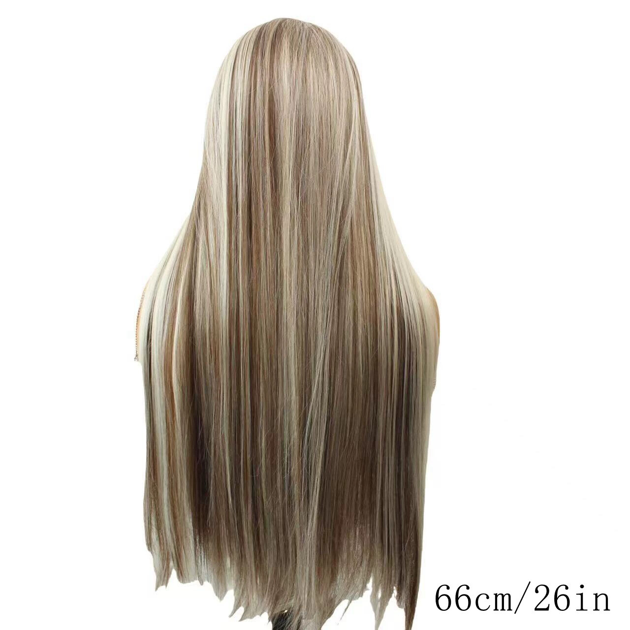 Ombre Ash Blonde with Brown Highlight Synthetic Lace Front Wigs Heat Resistant