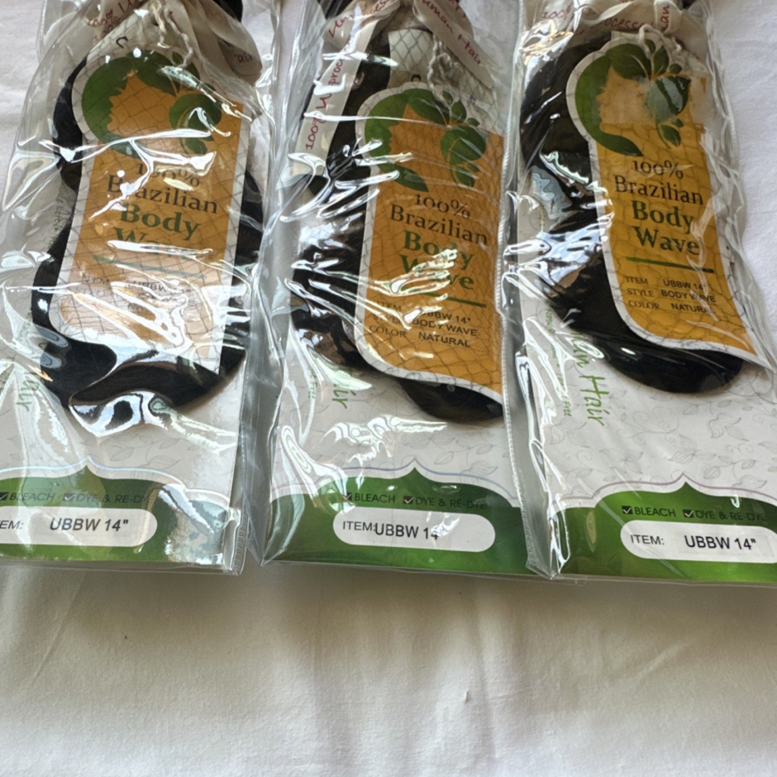 Secret 100% Brazilian Remy Human Hair Body Wave Weft Extensions 14″ Natural 3 pk