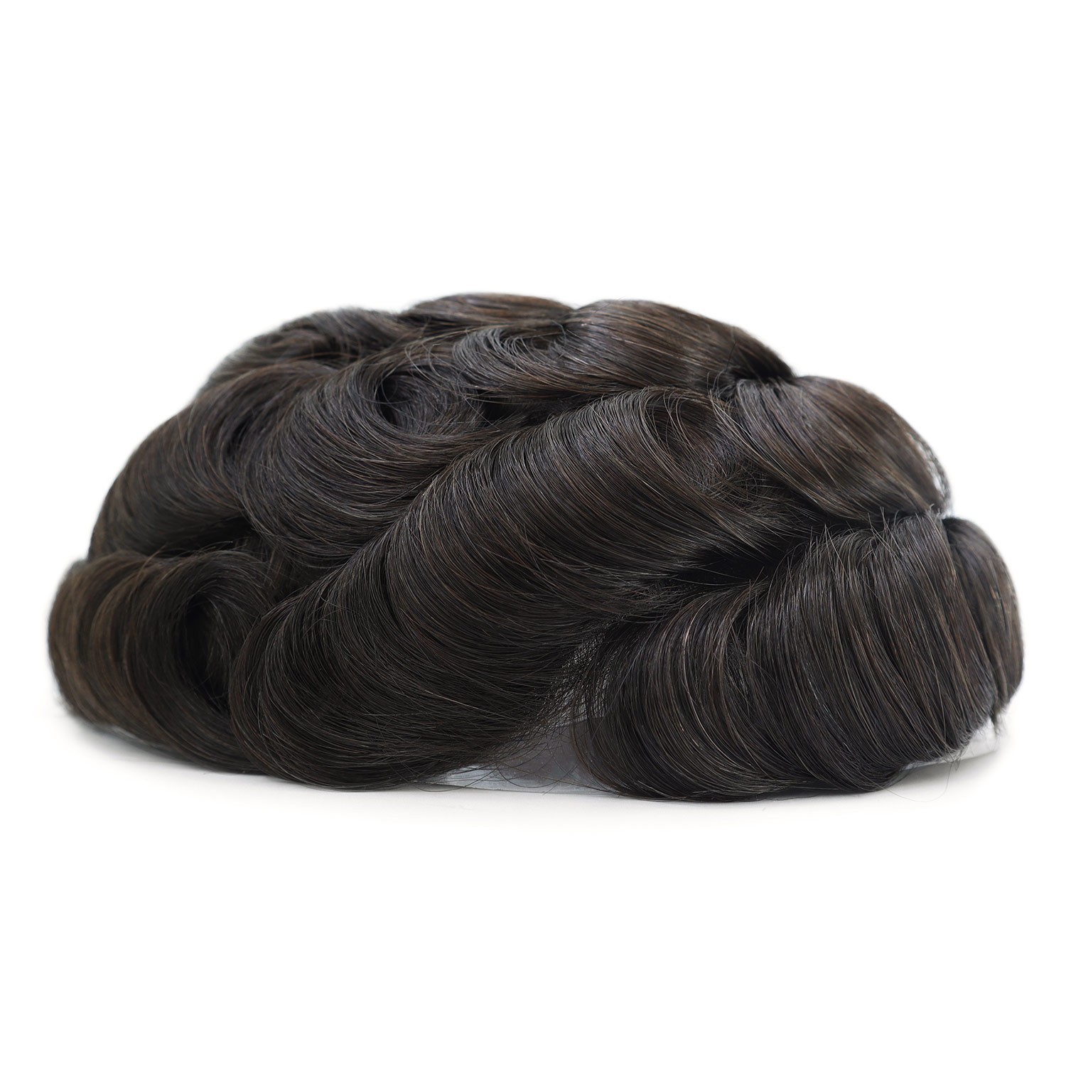 Toupee Mens Human Hair Thin Skin Replacement System Gent Hairpieces Black BIO#1B