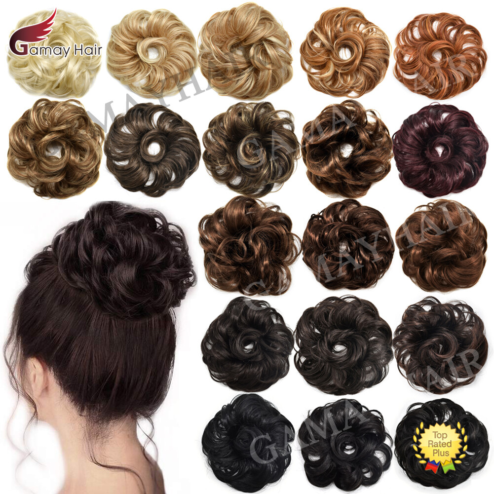 Large Curly Messy Rose Bun Hair Piece Scrunchie Ponytail Natural As Human Hair