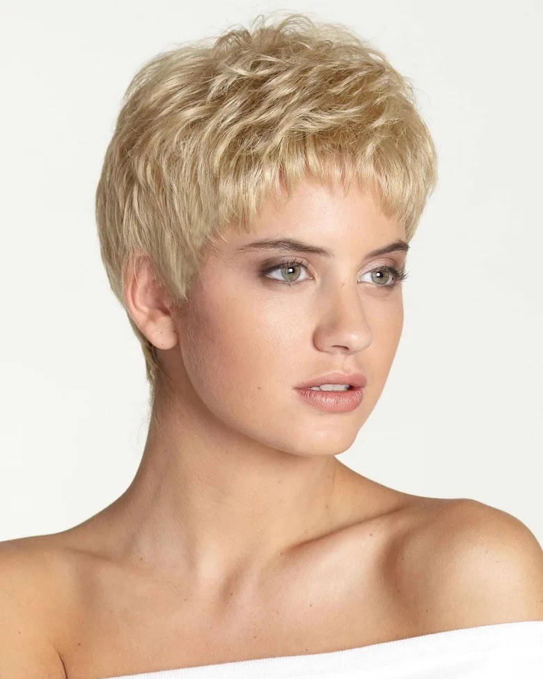 Aspen Short Blonde Pixie Wig Synthetic Straight Layered Classic Cap Free-Part