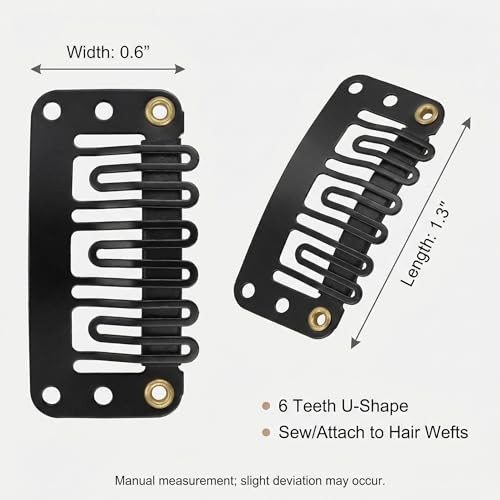 50 Pack Hair Extension Clips, 6 Teeth U-Shape Snap Clips for Hair Wefts, Wig &