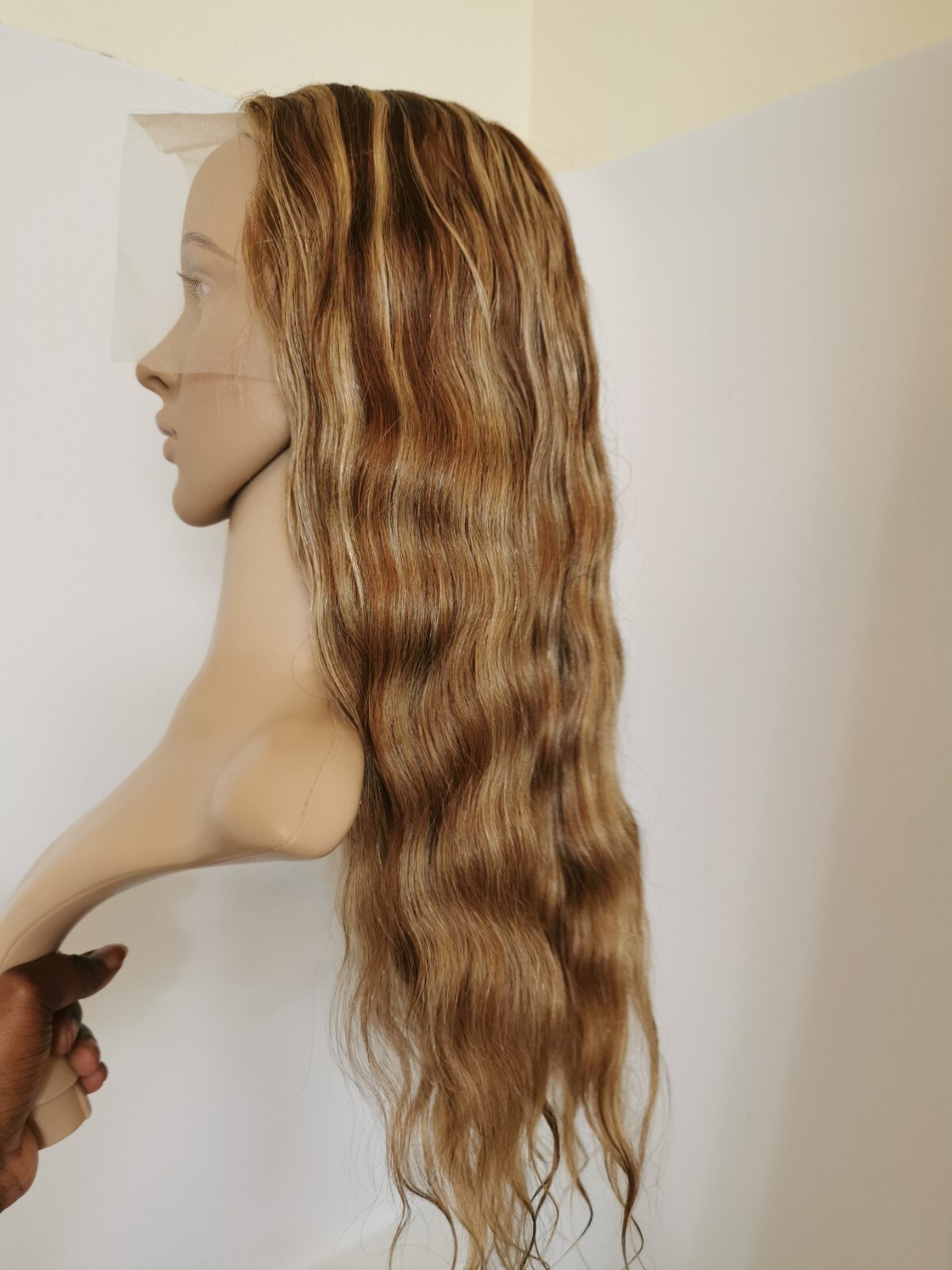 24” High Quality Hightlight Blonde Brown Human Hair 6X13 Front Lace Wig