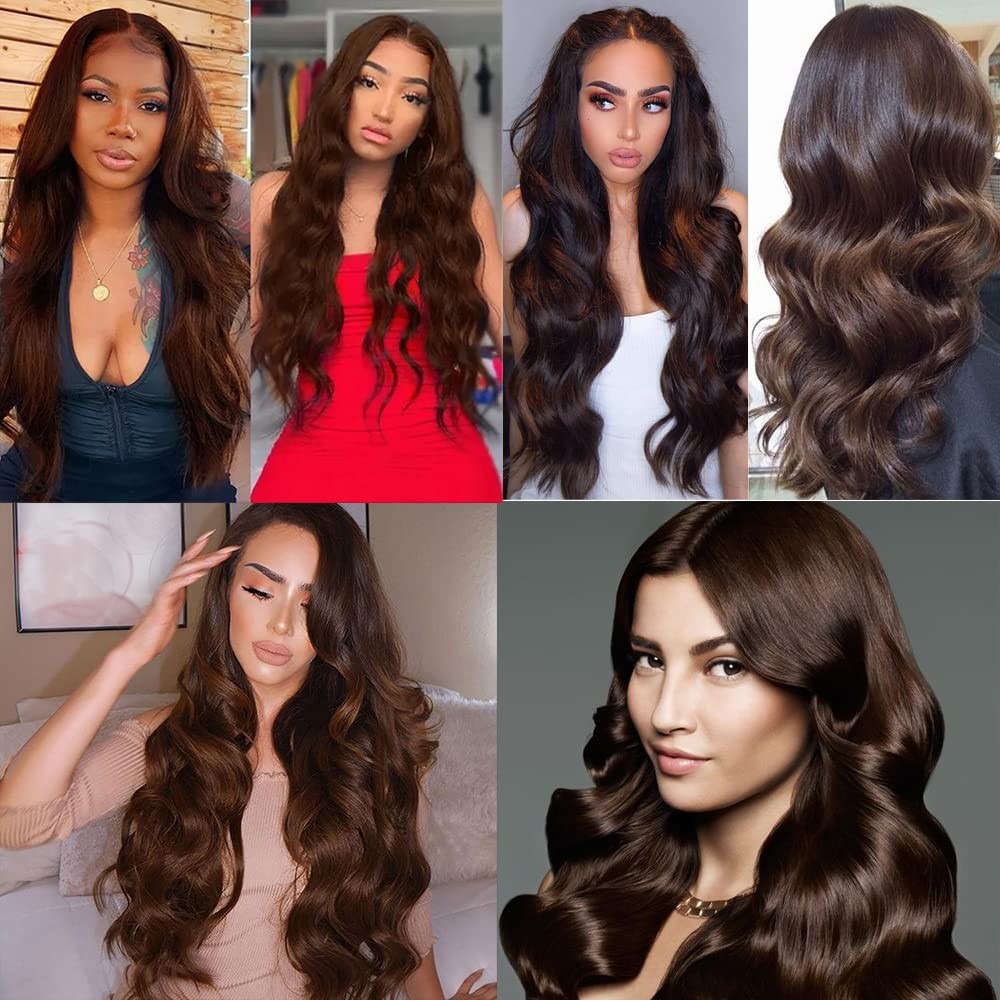Wuvusnm 28 28 28 Inch 4 Bundles Human Hair Brown Body Wave Bundles Dark Brown