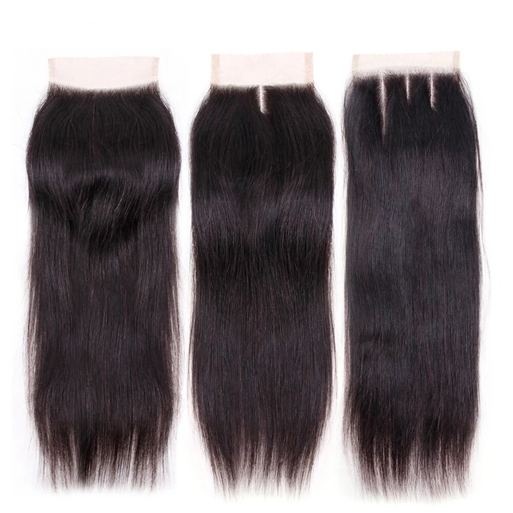 5*5 Silk Base Lace Closures Straight Skin Top Closure Human Hair Extension Black