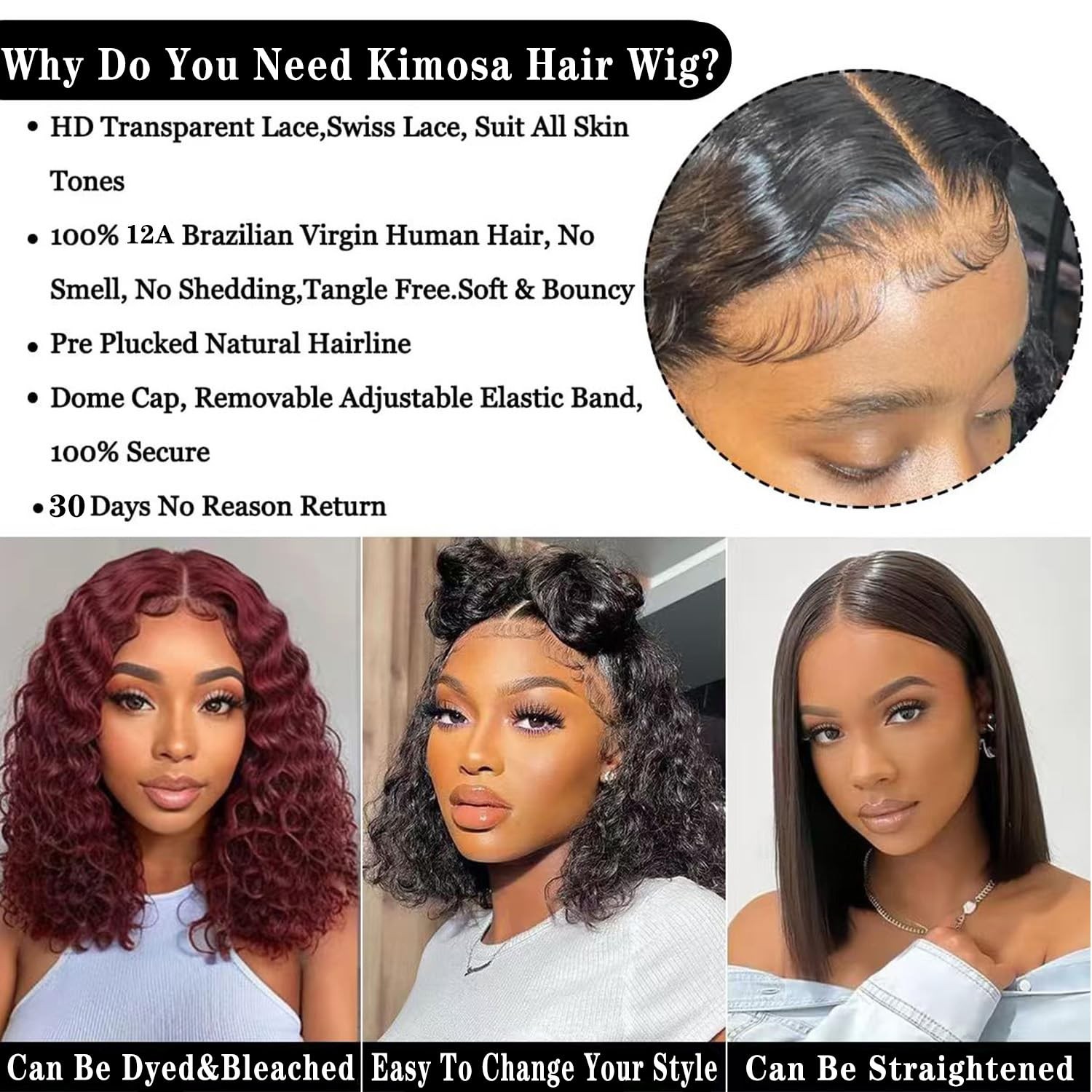 Kimosahair Curly Bob Wig Human Hair 200 Density 13X4 Hd Lace Frontal Deep Wave