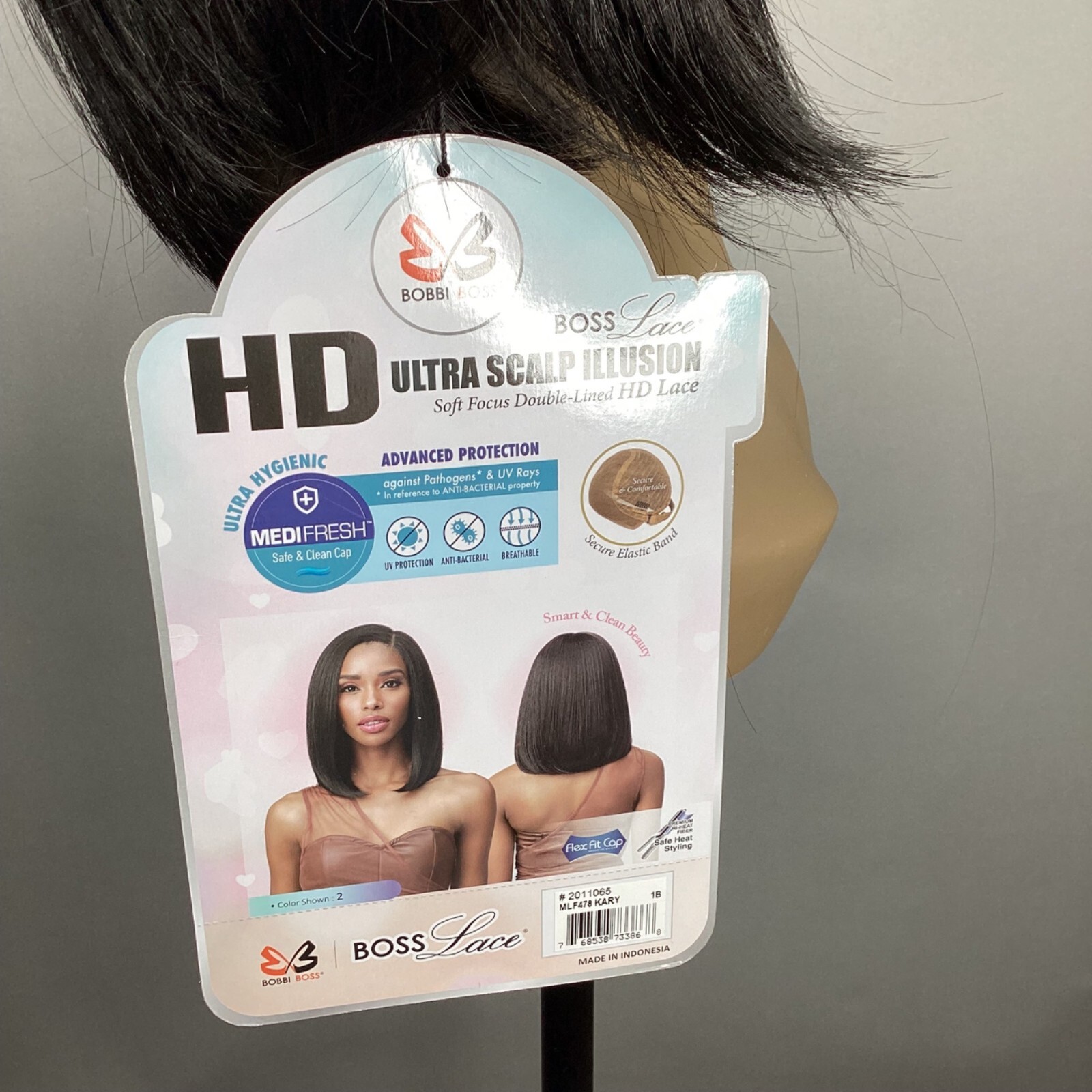 Kary 1B Off Black Wig Short Bob 13×7 Free Part Lace Front Synthetic
